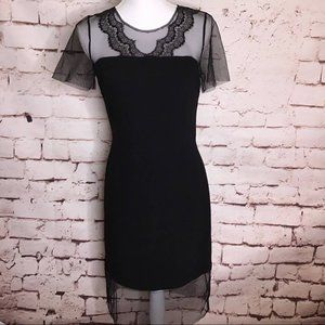 Sandro Paris Lace and Tulle Shift Dress